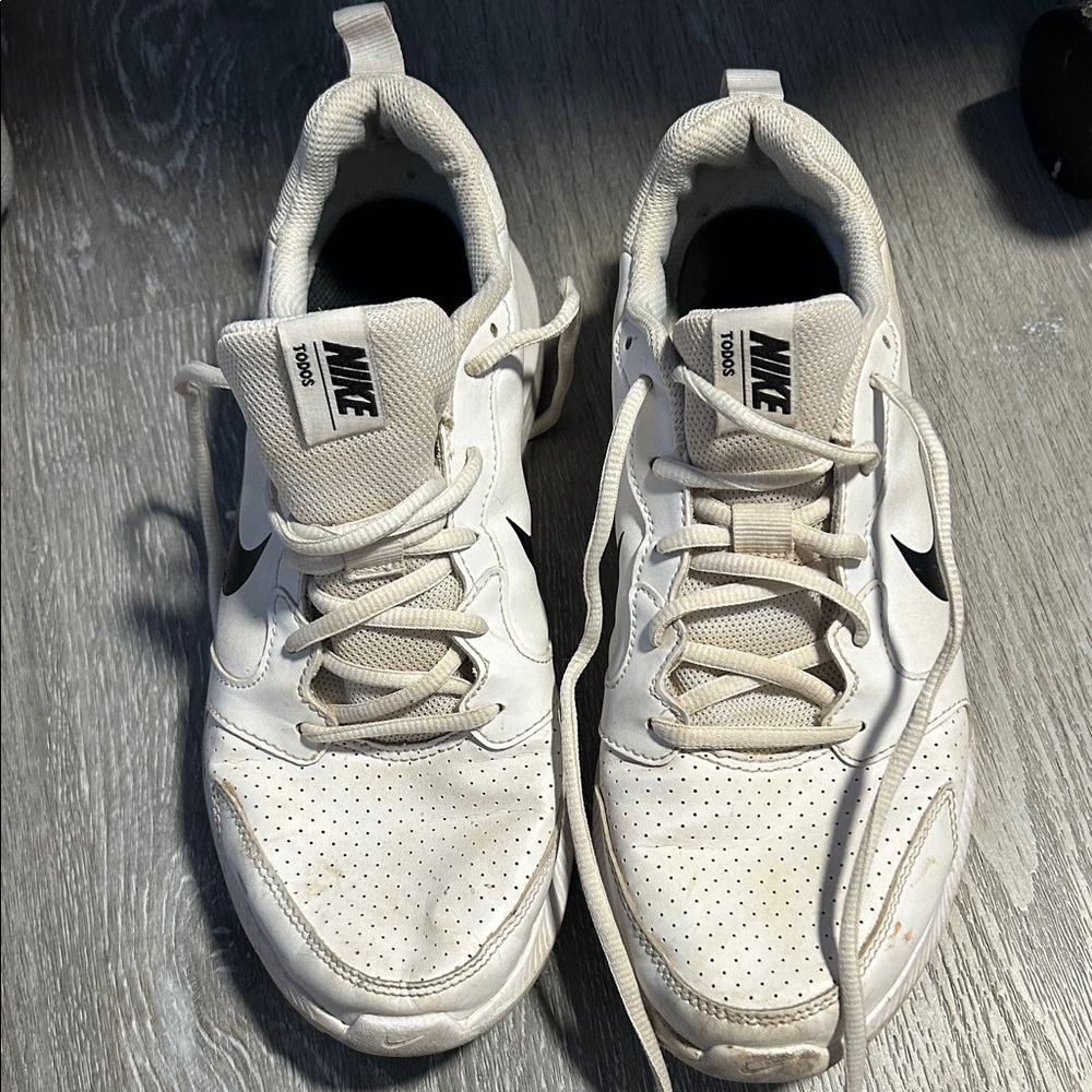 Nike Men’s White Sneakers with Black Swoosh